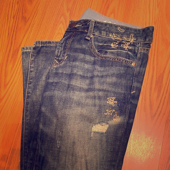 GAP Denim - Gap distressed flower jeans real straight fit 8